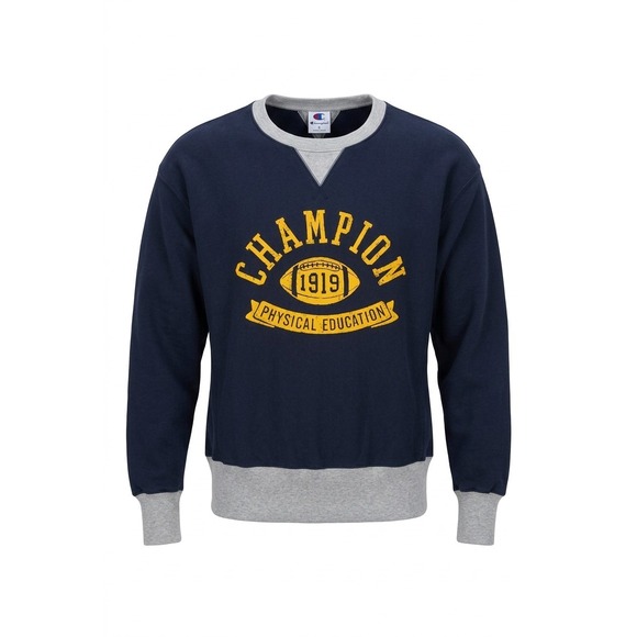 Champion Other - Champion Men's Small Crewneck Sweatshirt Navy Gray 1919 Physical Education Graph